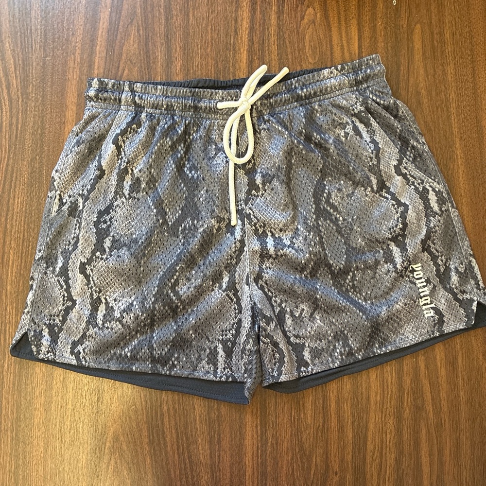 Gray Snake Print Reversible Men’s Shorts